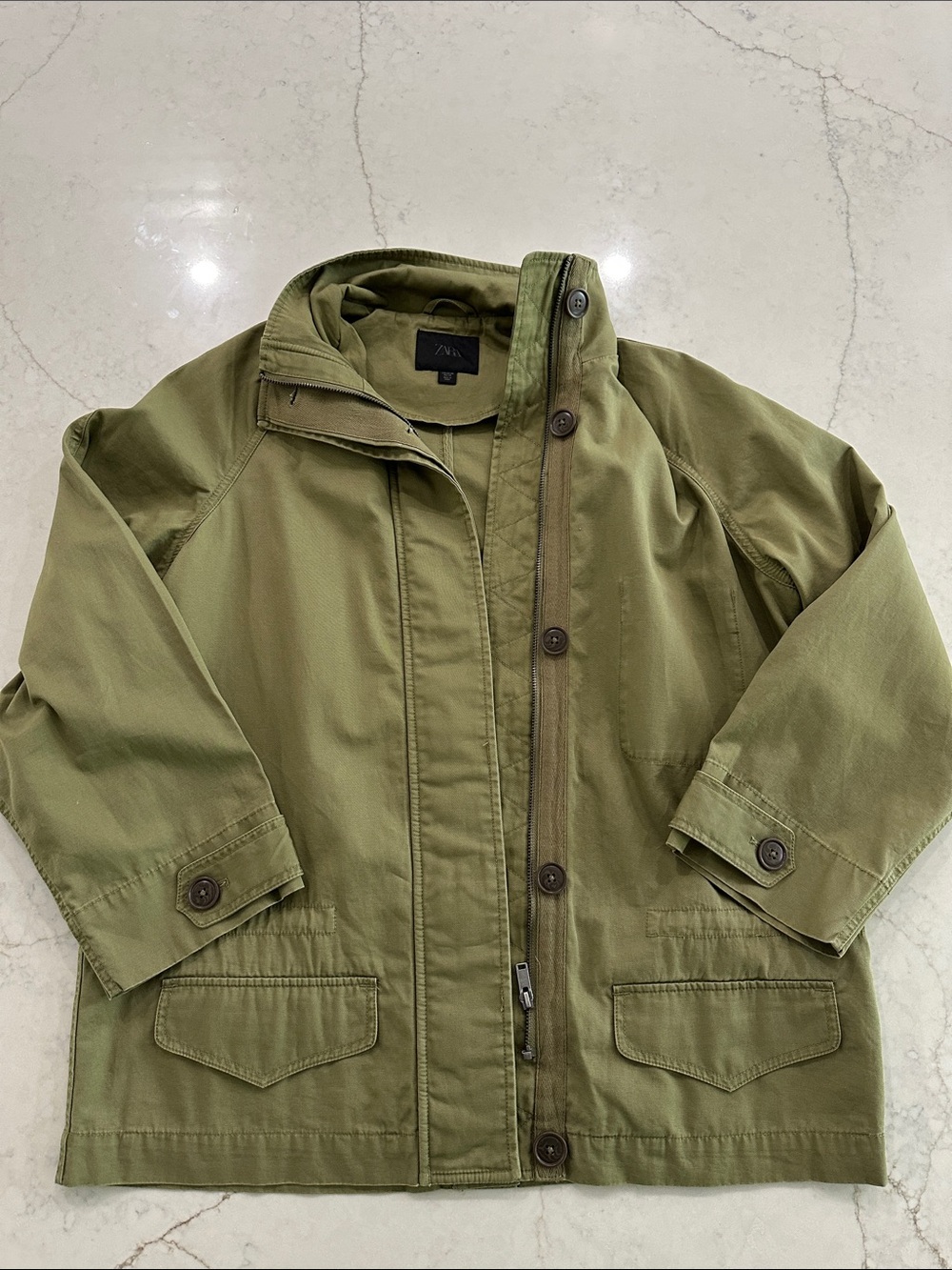 Zara Military-Inspired Green Field Jacket